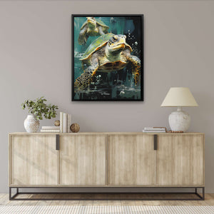 Green Turtles Swimming - Luxury Wall Art