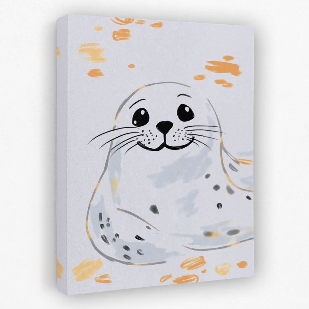 Grey and White Seal - Animals Canvas Wall Art