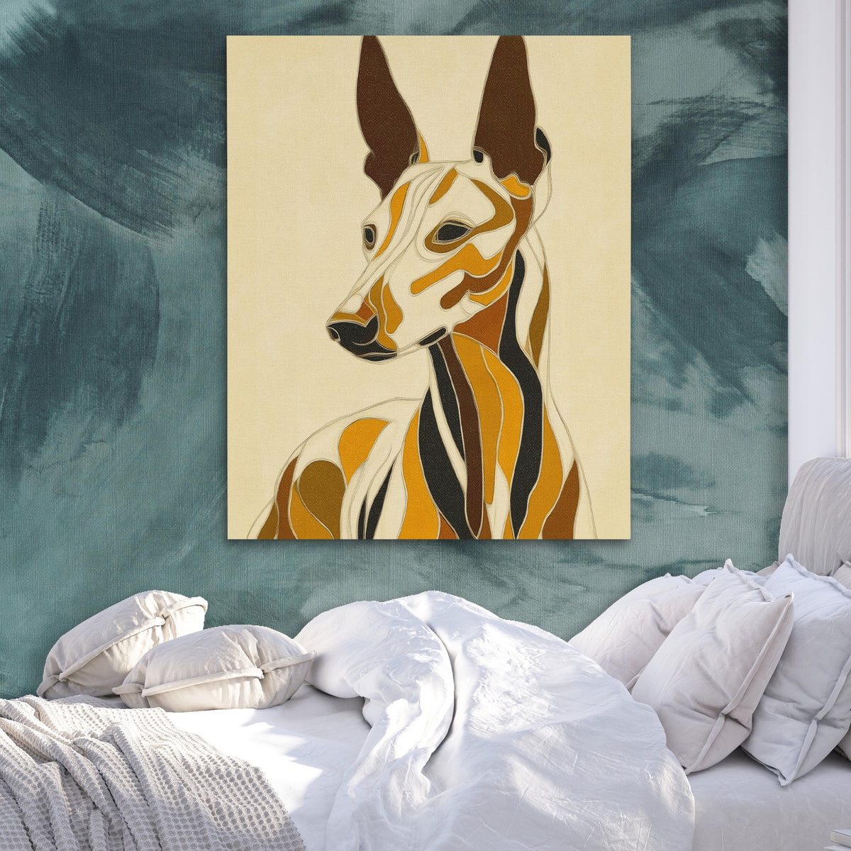 Greyhound Geometric Lines — Greyhound Geometric Lines Side Bebd Green Abstract 229