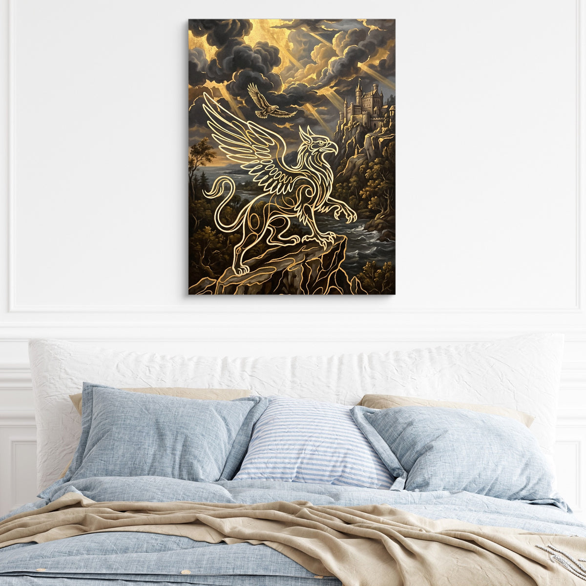 Griffin Golden Sky — griffin golden sky sq light blue bed 1port flush print