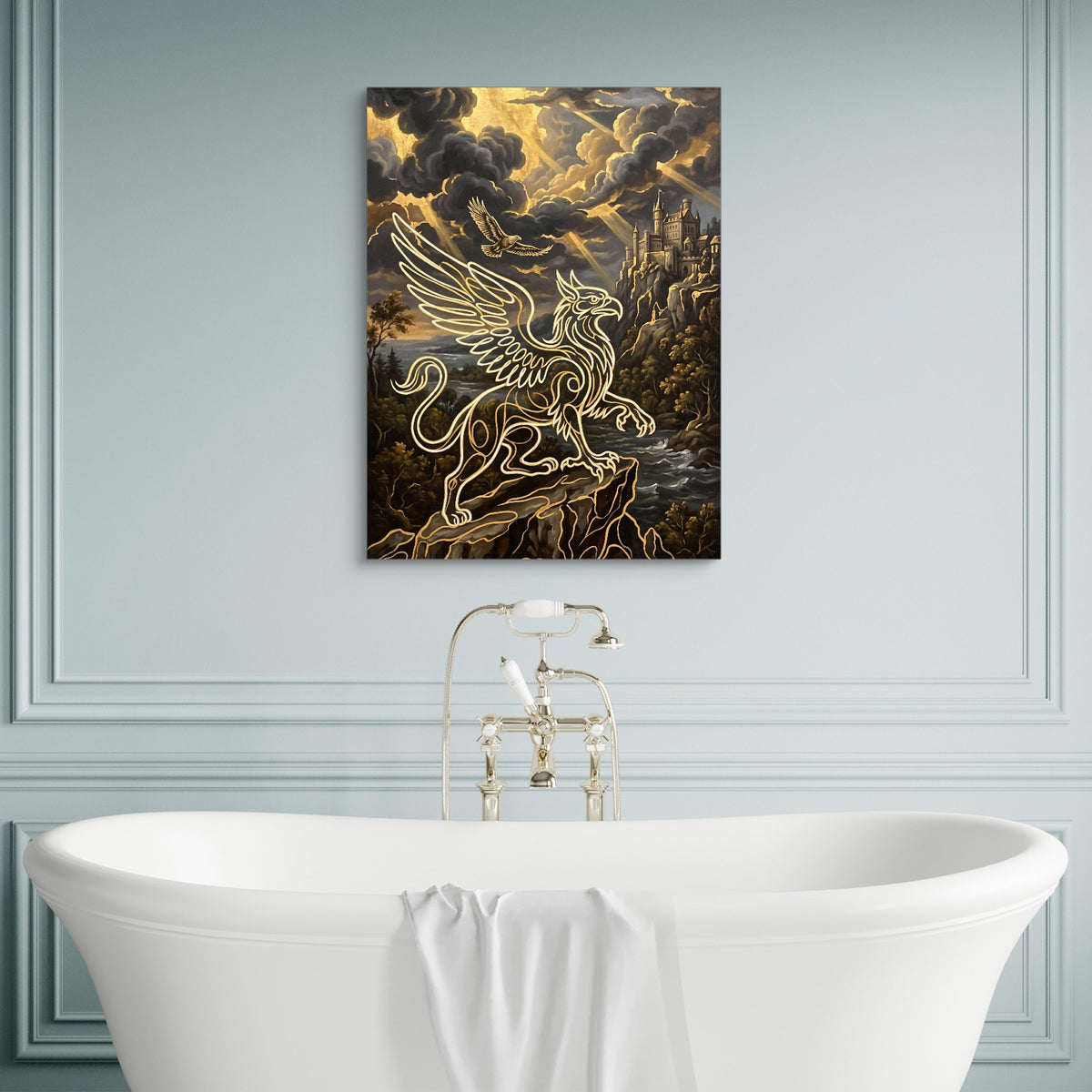 Griffin Golden Sky — griffin golden sky sq luxury bathroom wall 1port flush print