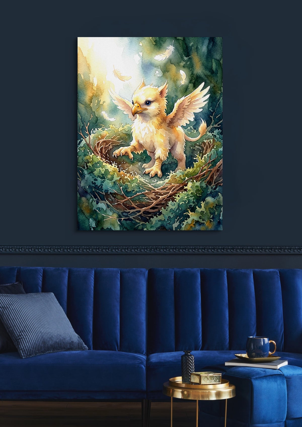 Griffin Nestling — griffin nestling sq blue luxury room 1port flush print
