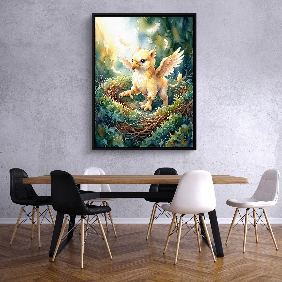 Griffin Nestling — griffin nestling sq classroom wall art 1port framed black