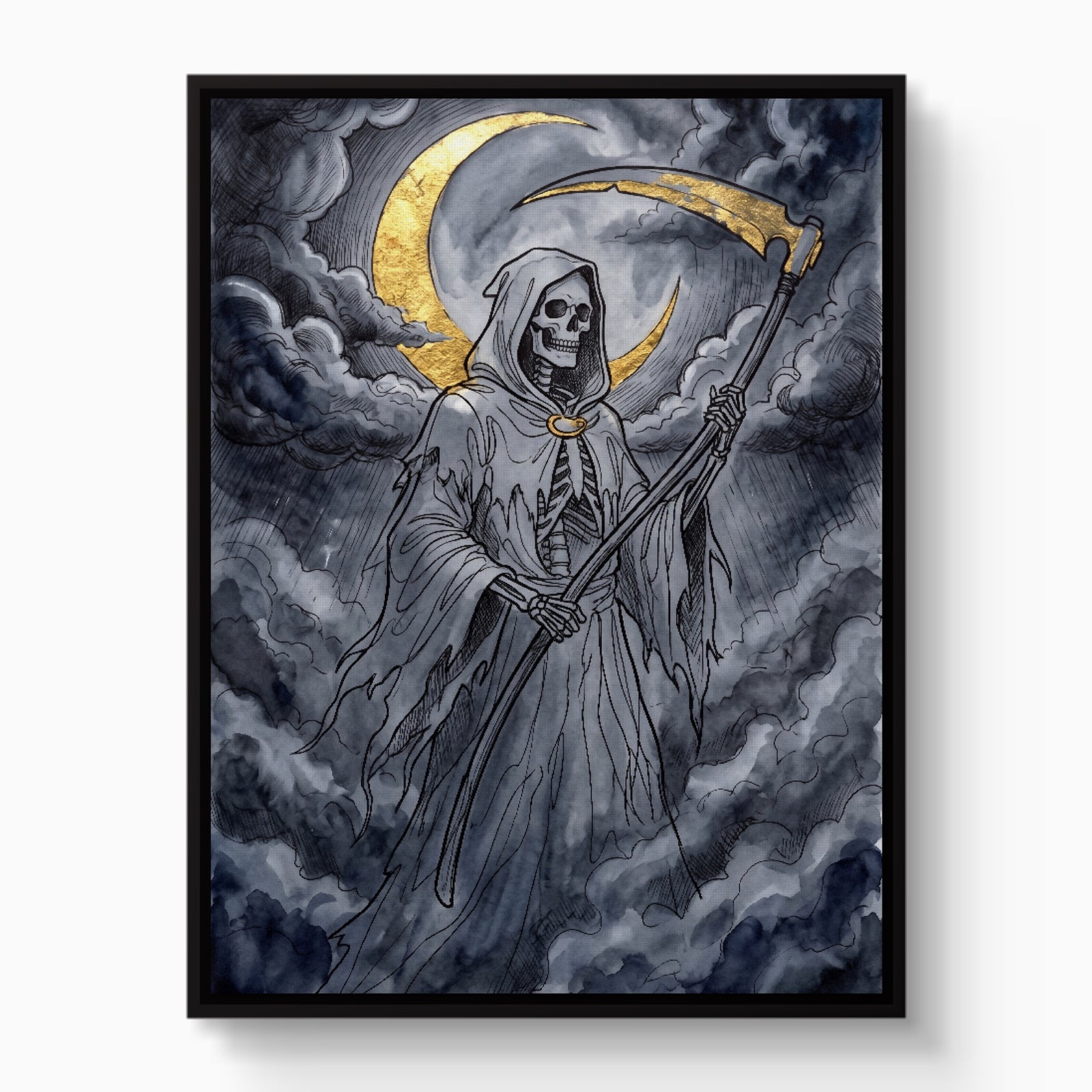 Grim Reaper Moon — grim reaper moon white studio framed black
