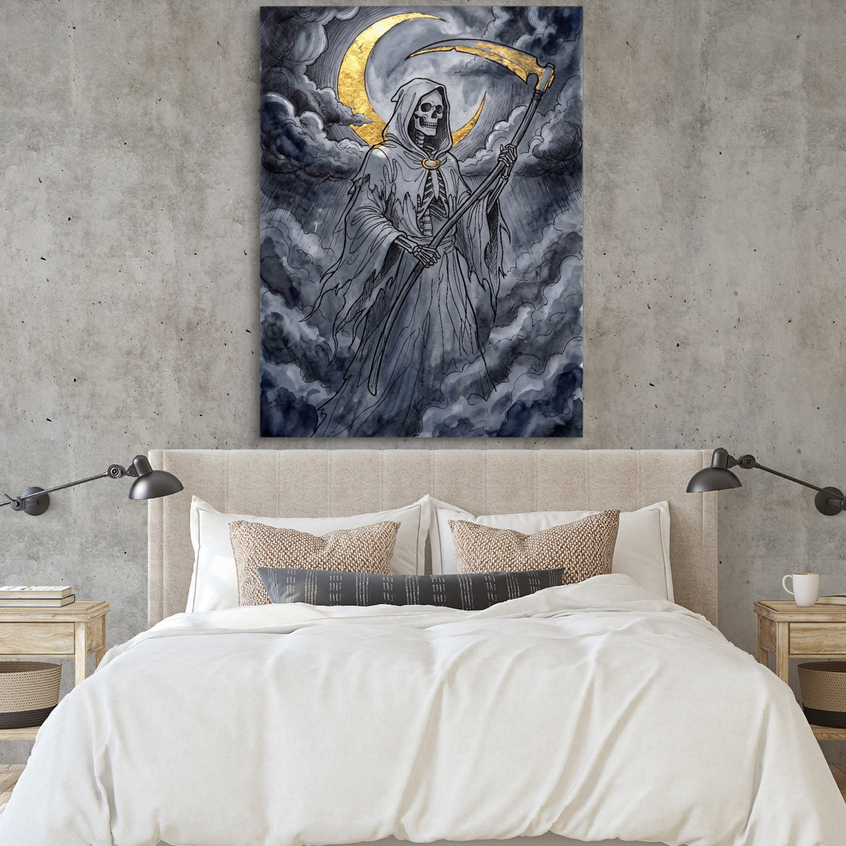 Grim Reaper Moon — grim reaper moon sq bedroom cement wall 1port flush print
