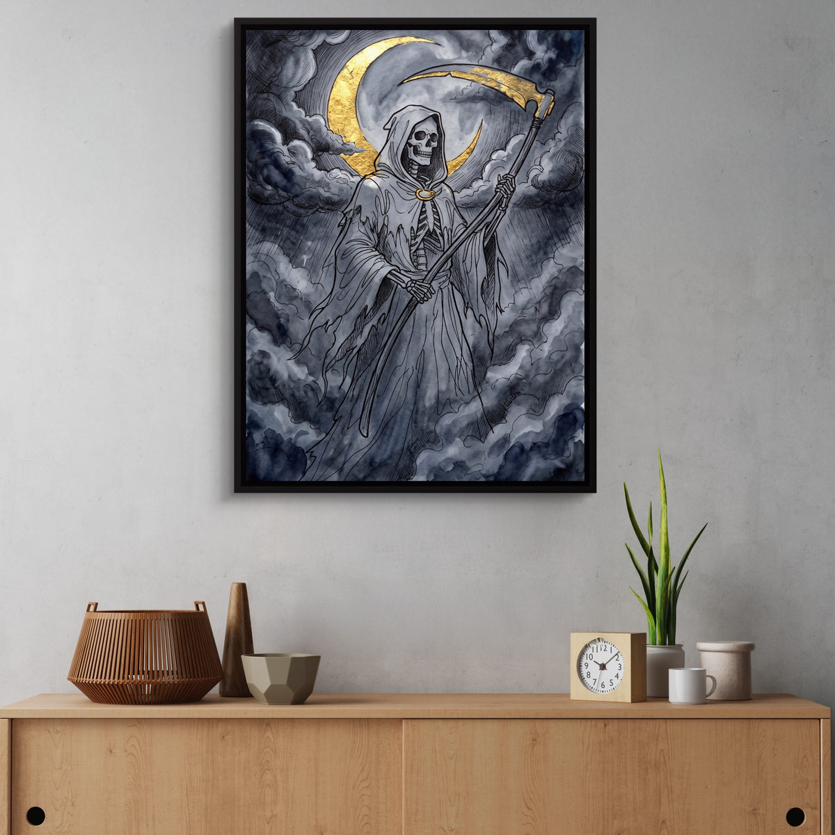 Grim Reaper Moon — grim reaper moon sq land cactus wall 1port framed black