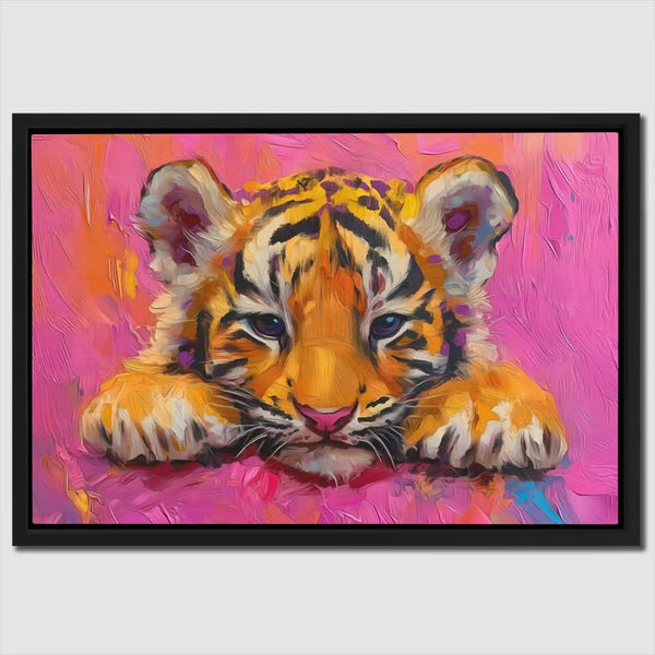 Grumpy Tiger Cub Canvas – Bold and Colorful Tiger