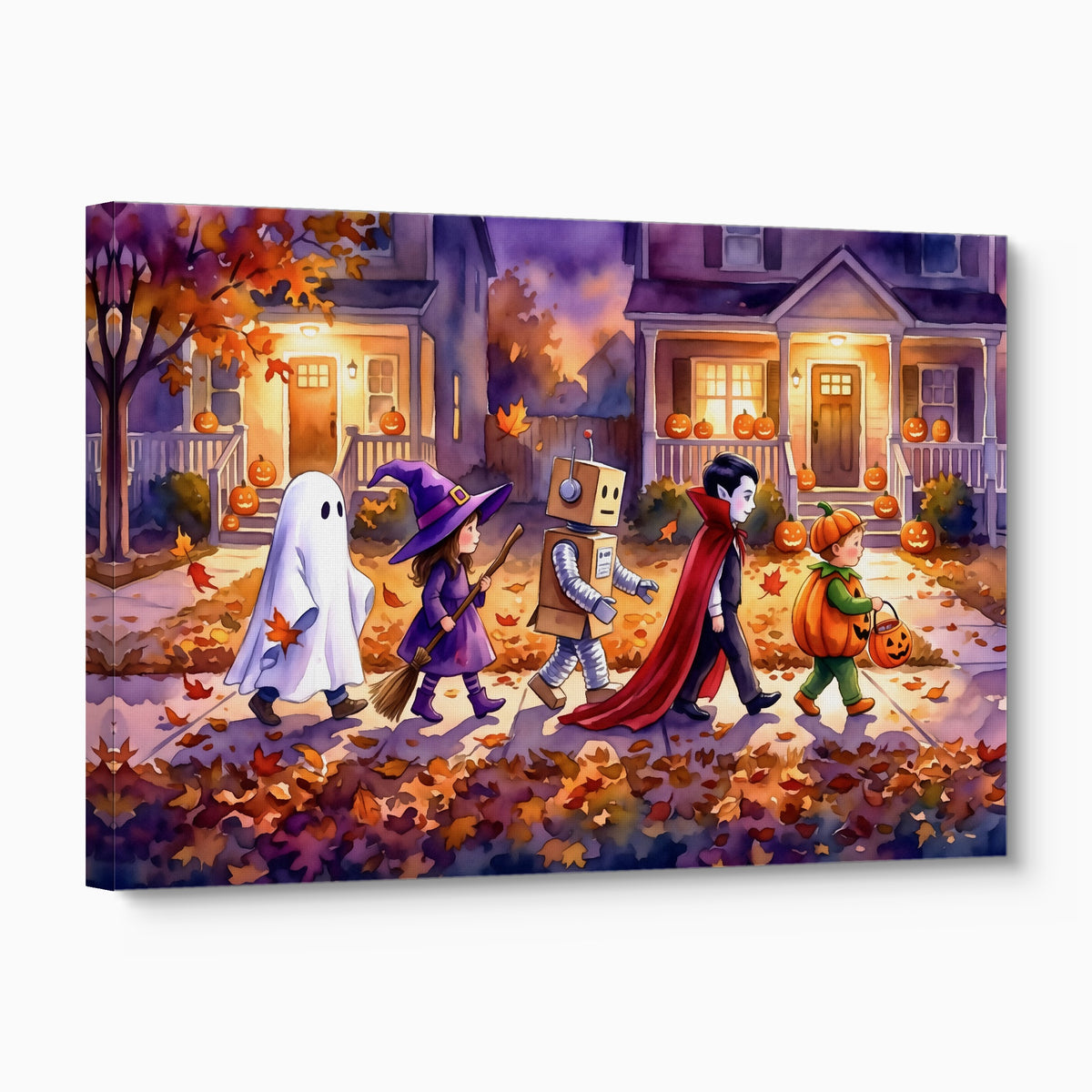 Halloween Trick-Or-Treaters — halloween trick or treaters angled flush print