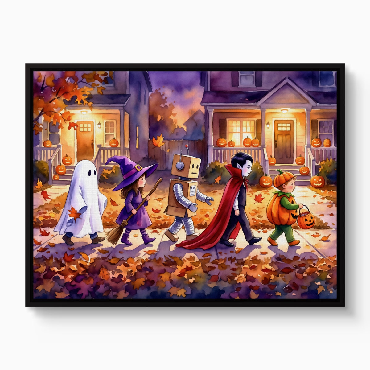 Halloween Trick-Or-Treaters — halloween trick or treaters white studio framed black