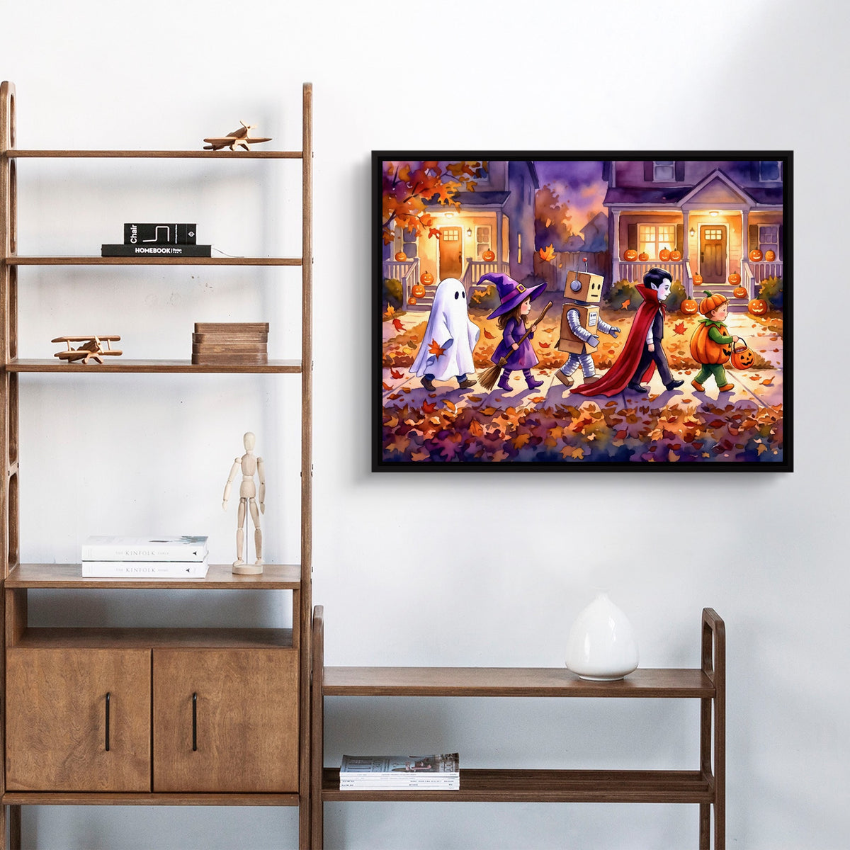 Halloween Trick-Or-Treaters — halloween trick or treaters sq living room stand 1land framed black
