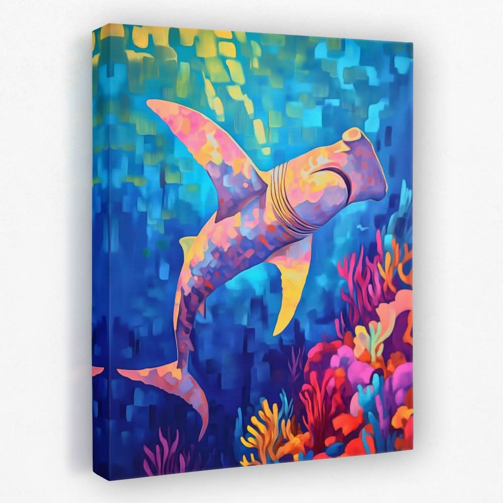 Hammerhead Colorwav - Beach House Canvas Wall Art