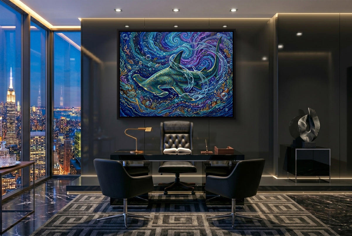 Hammerhead Depths — hammerhead depths office with city view 3 1land framed black
