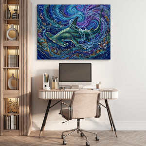 Hammerhead Depths — hammerhead depths sq beige office 1land flush print