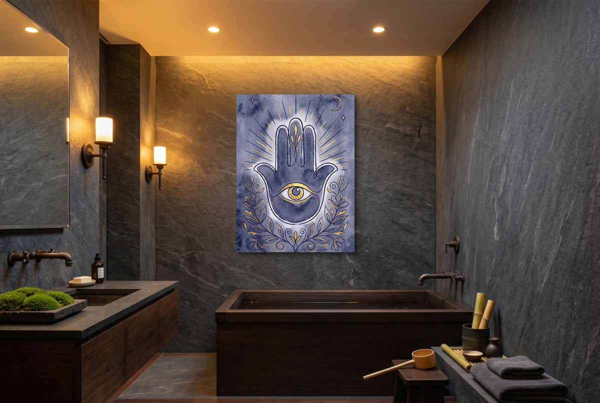Hamsa Indigo Eye - Luxury Wall Art