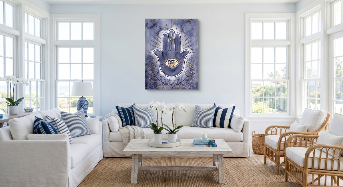 Hamsa Indigo Eye - Luxury Wall Art