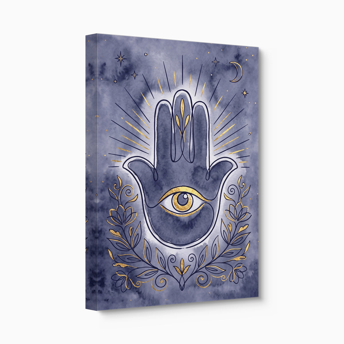 Hamsa Indigo Eye — hamsa indigo eye angled flush print