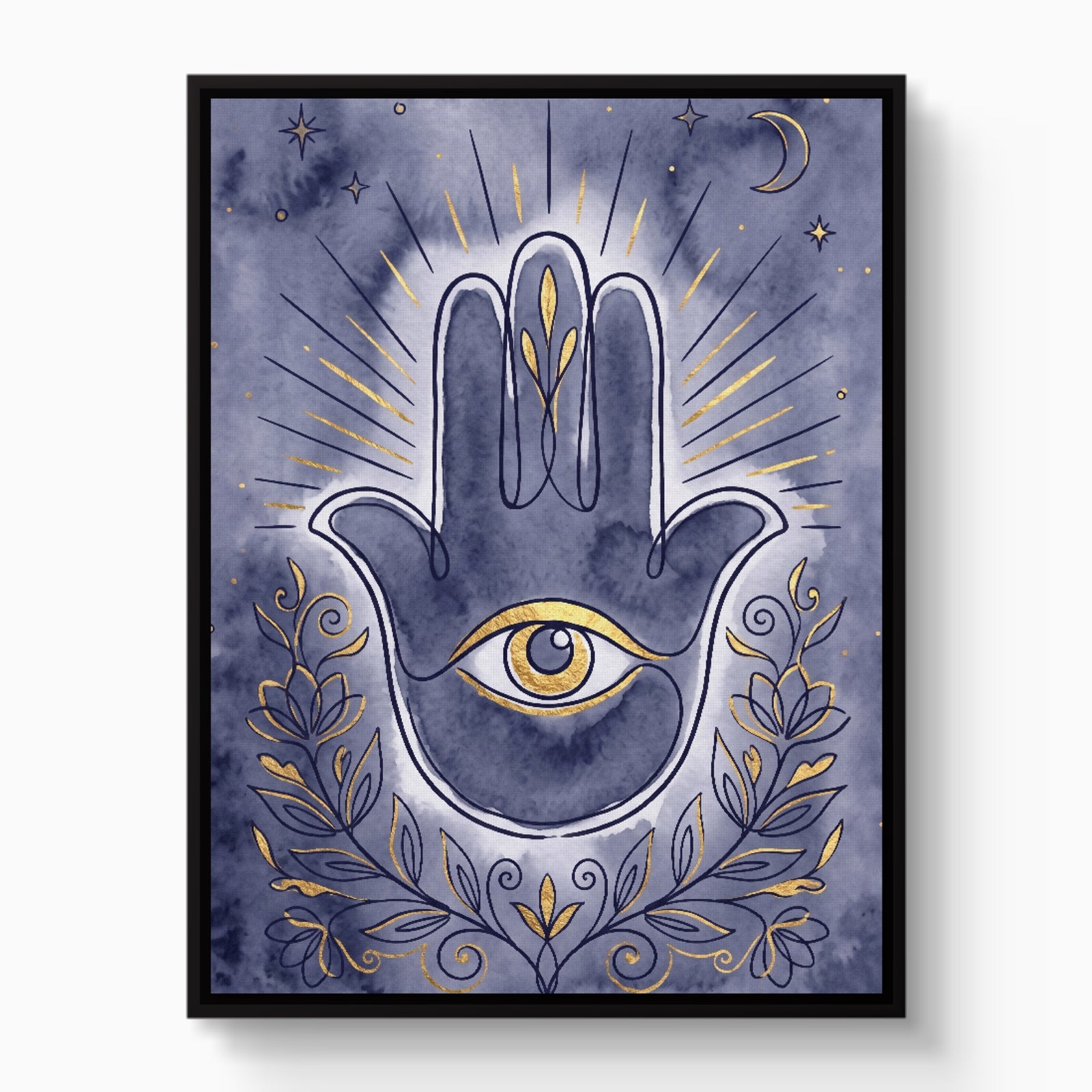 Hamsa Indigo Eye — hamsa indigo eye white studio framed black