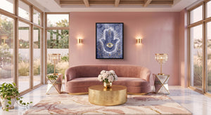 Hamsa Indigo Eye — hamsa indigo eye pink living room 1port framed black