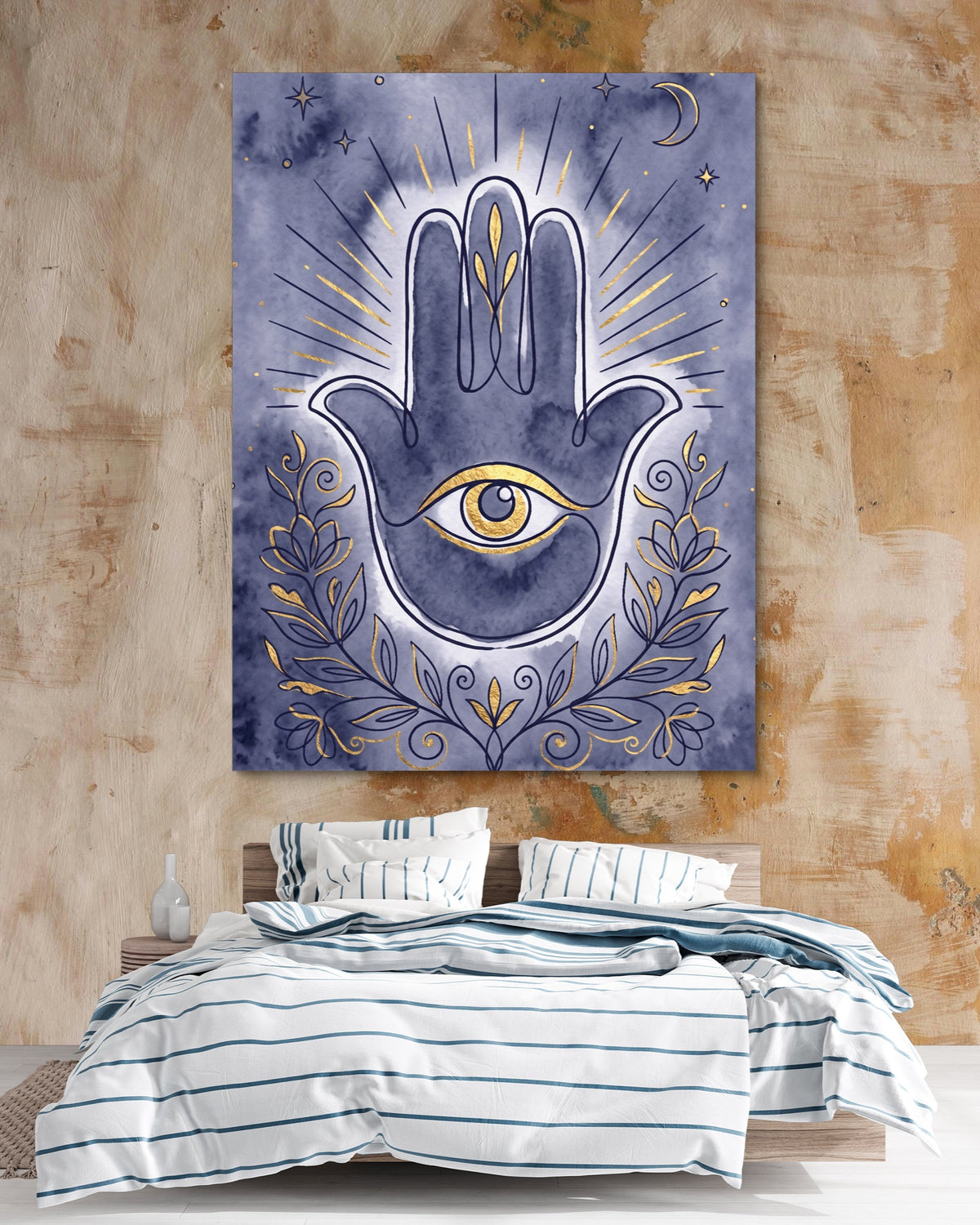 Hamsa Indigo Eye — hamsa indigo eye psd clay beige bedroom 1port flush print