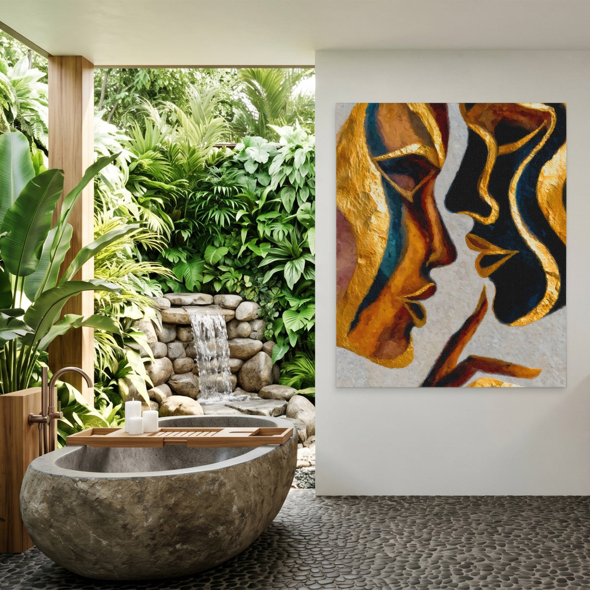 Hands Golden Touch canvas wall art, room view
