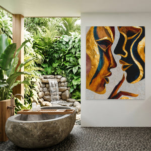 Hands Golden Touch canvas wall art, room view