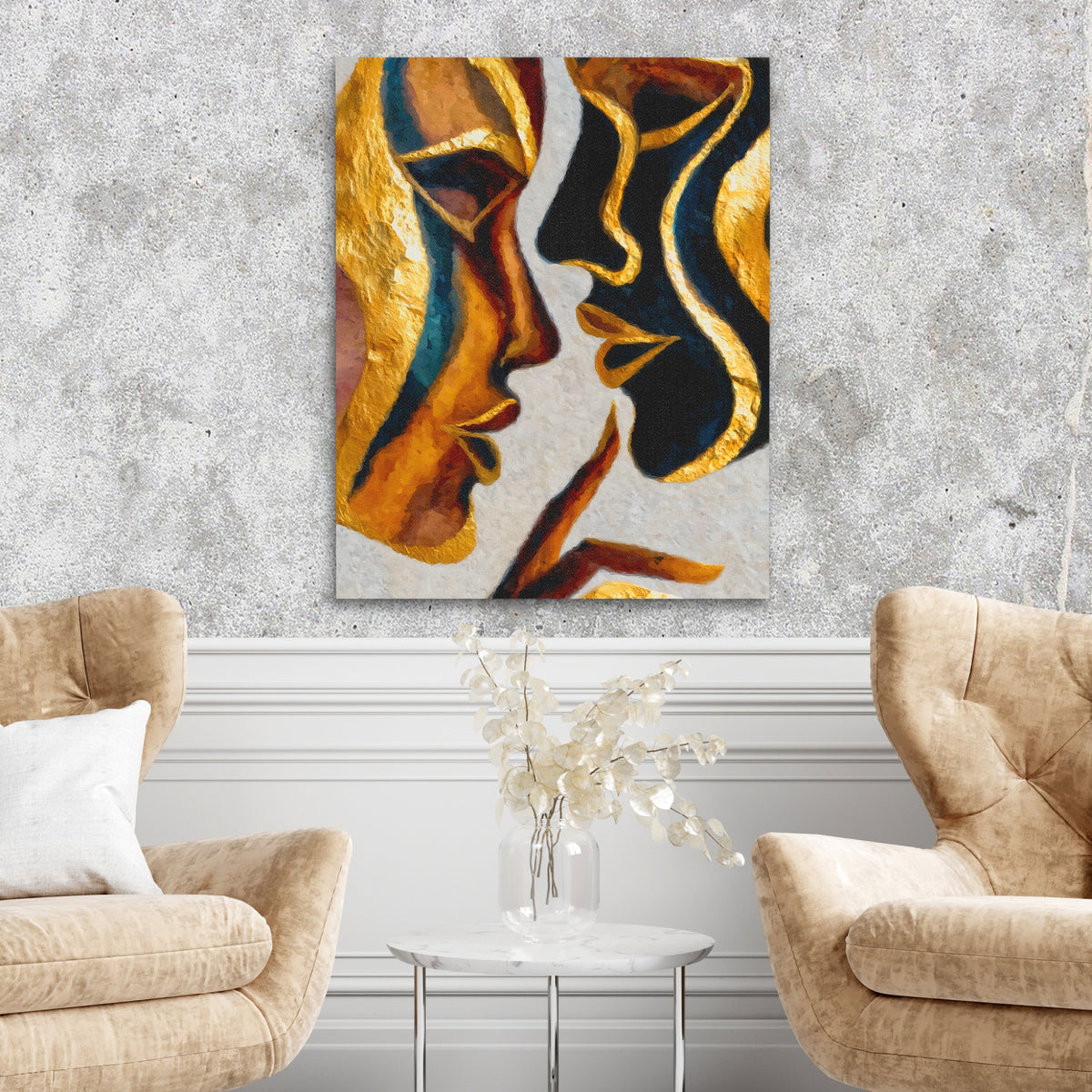 Hands Golden Touch — Hands Golden Touch Two Chairs Cement Wall 252