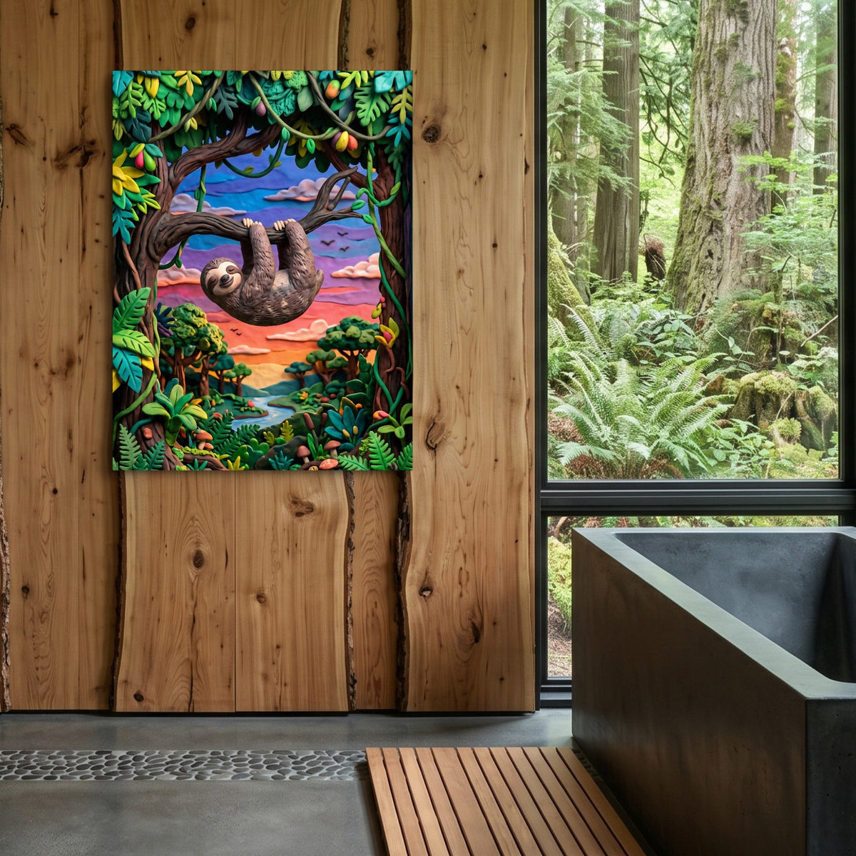 Hanging Sloth Sunset - Luxury Wall Art