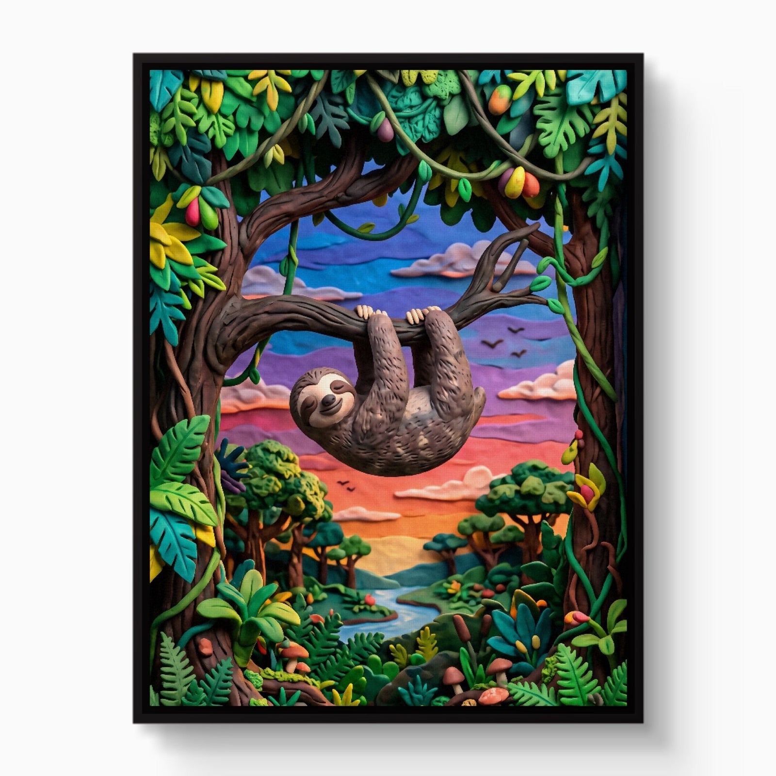 Hanging Sloth Sunset - Luxury Wall Art