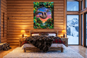Hanging Sloth Sunset - Luxury Wall Art