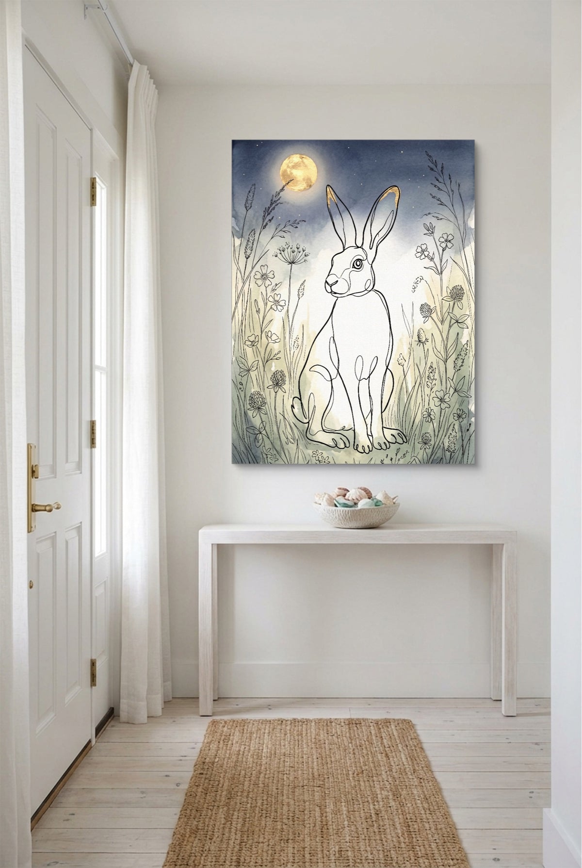 Hare Golden Moon — hare golden moon p small room with table 1port flush print