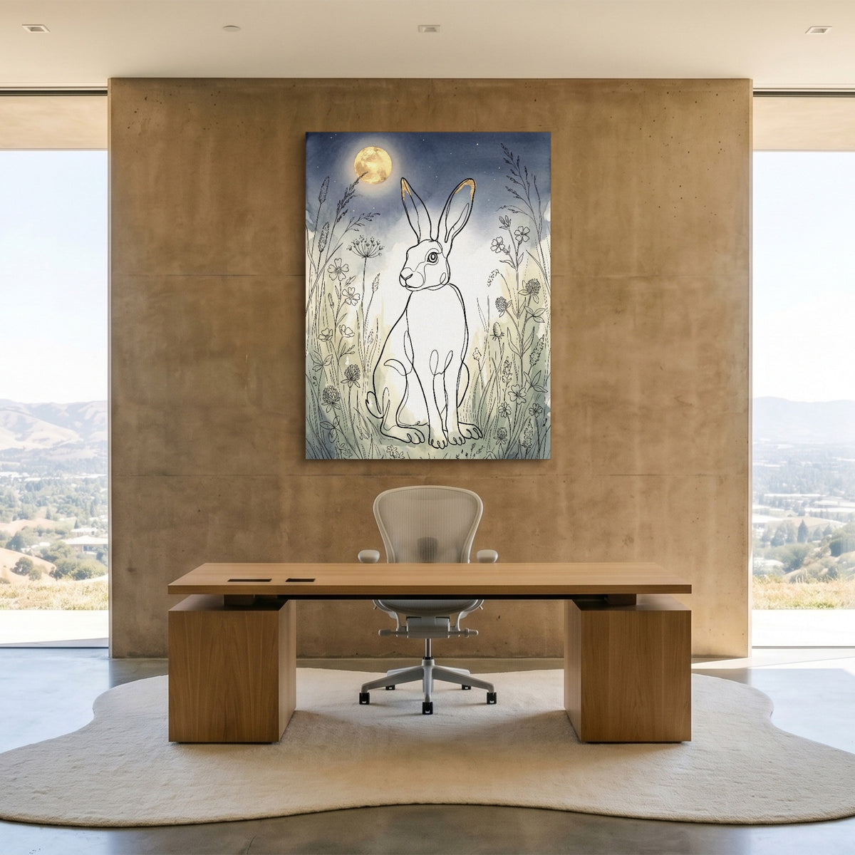 Hare Golden Moon — hare golden moon sq minimalist lux office 1port flush print