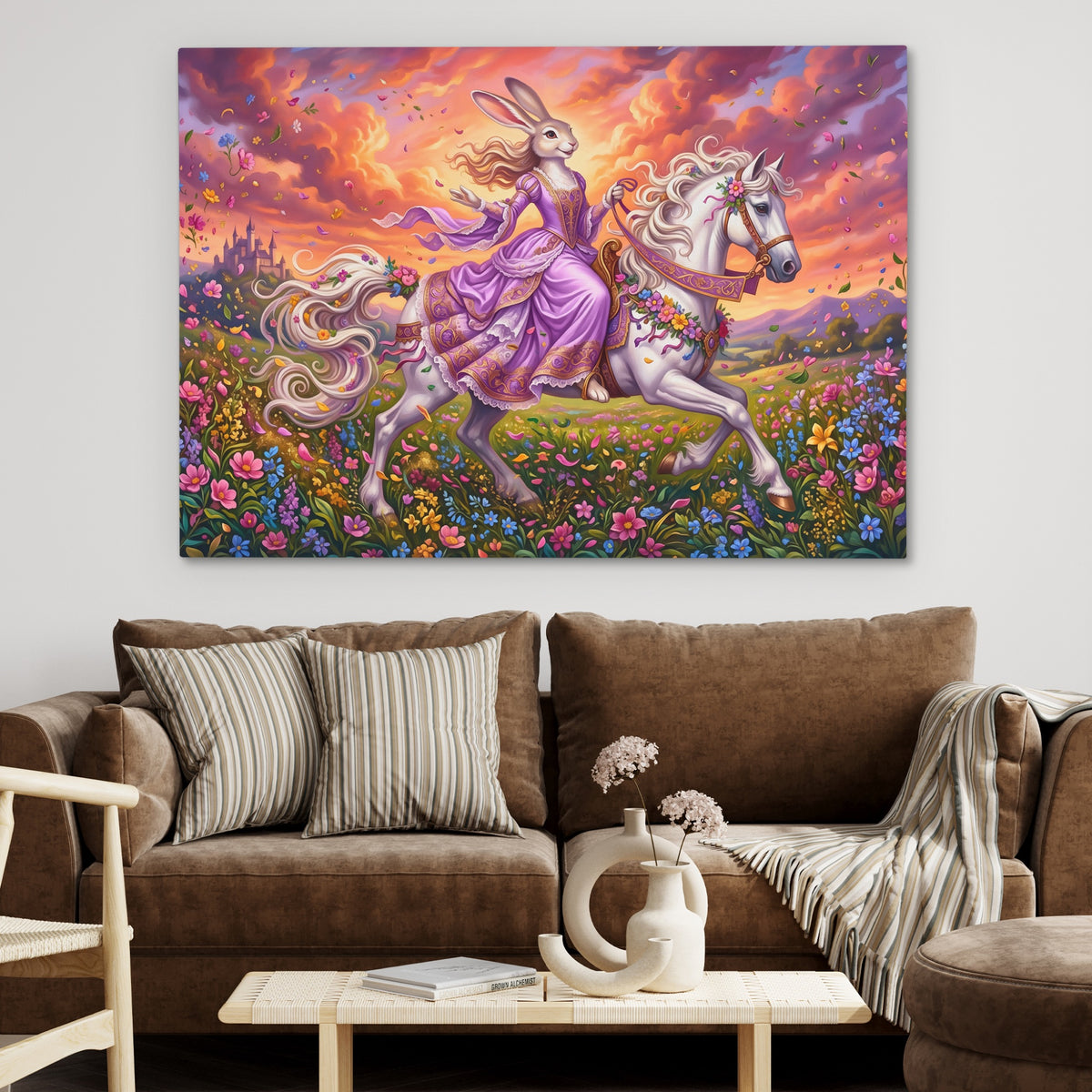 Hare Sunset Gallop — Hare Sunset Gallop Brown Couch 24