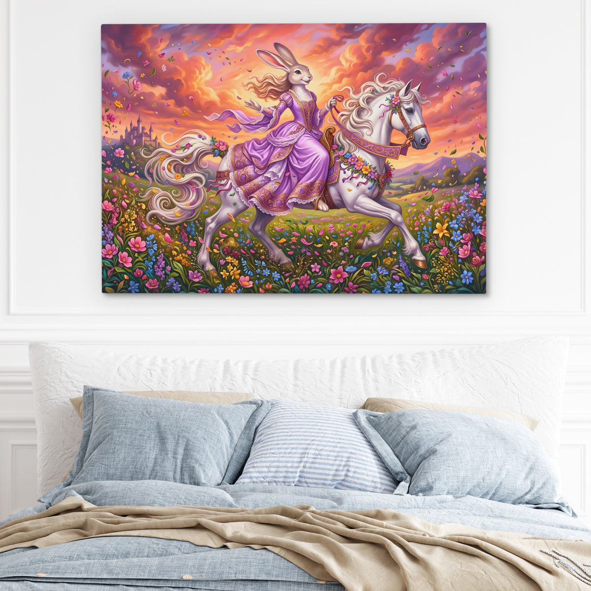 Hare Sunset Gallop — Hare Sunset Gallop Light Blue Bed 200