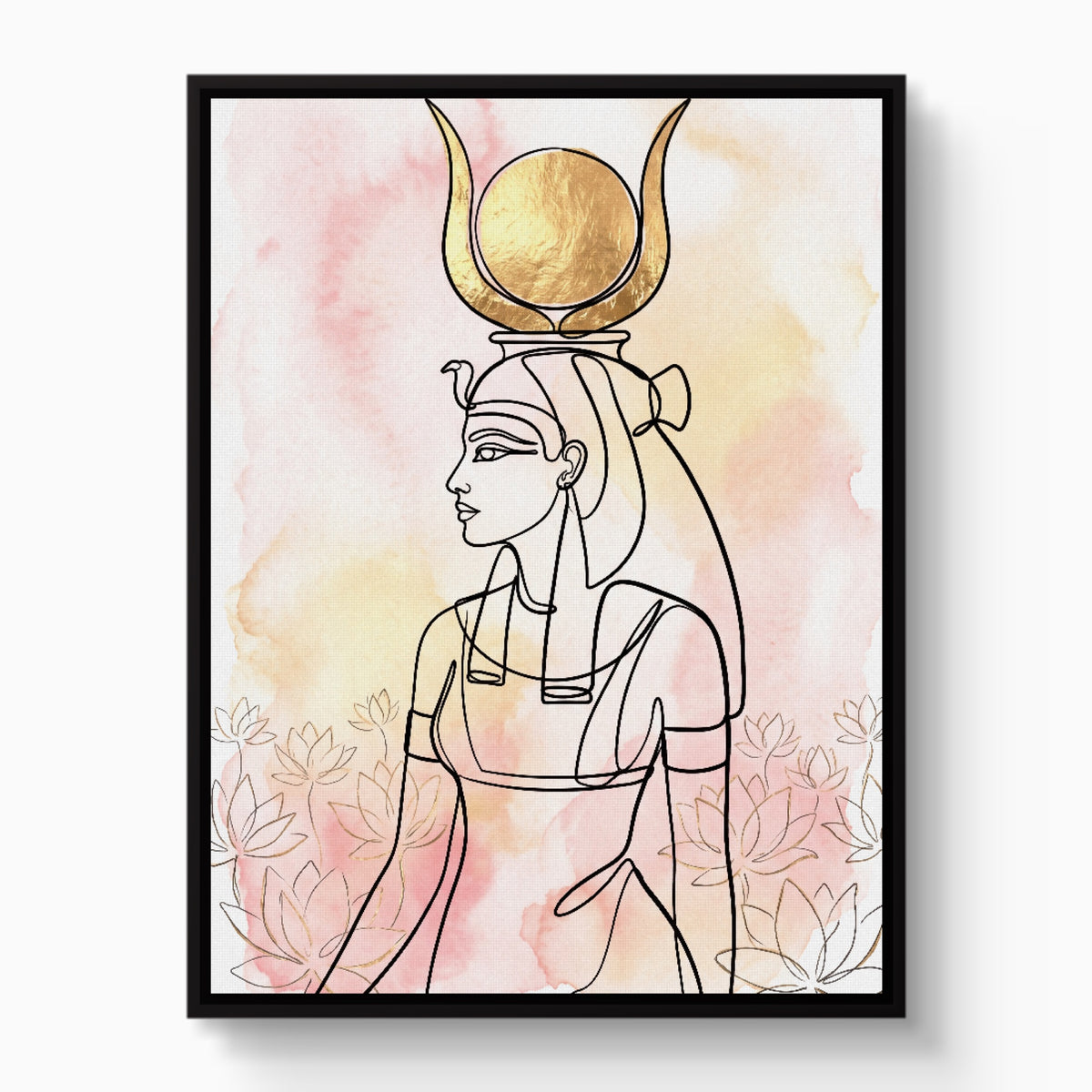 Hathor Golden Headdress — hathor golden headdress white studio framed black