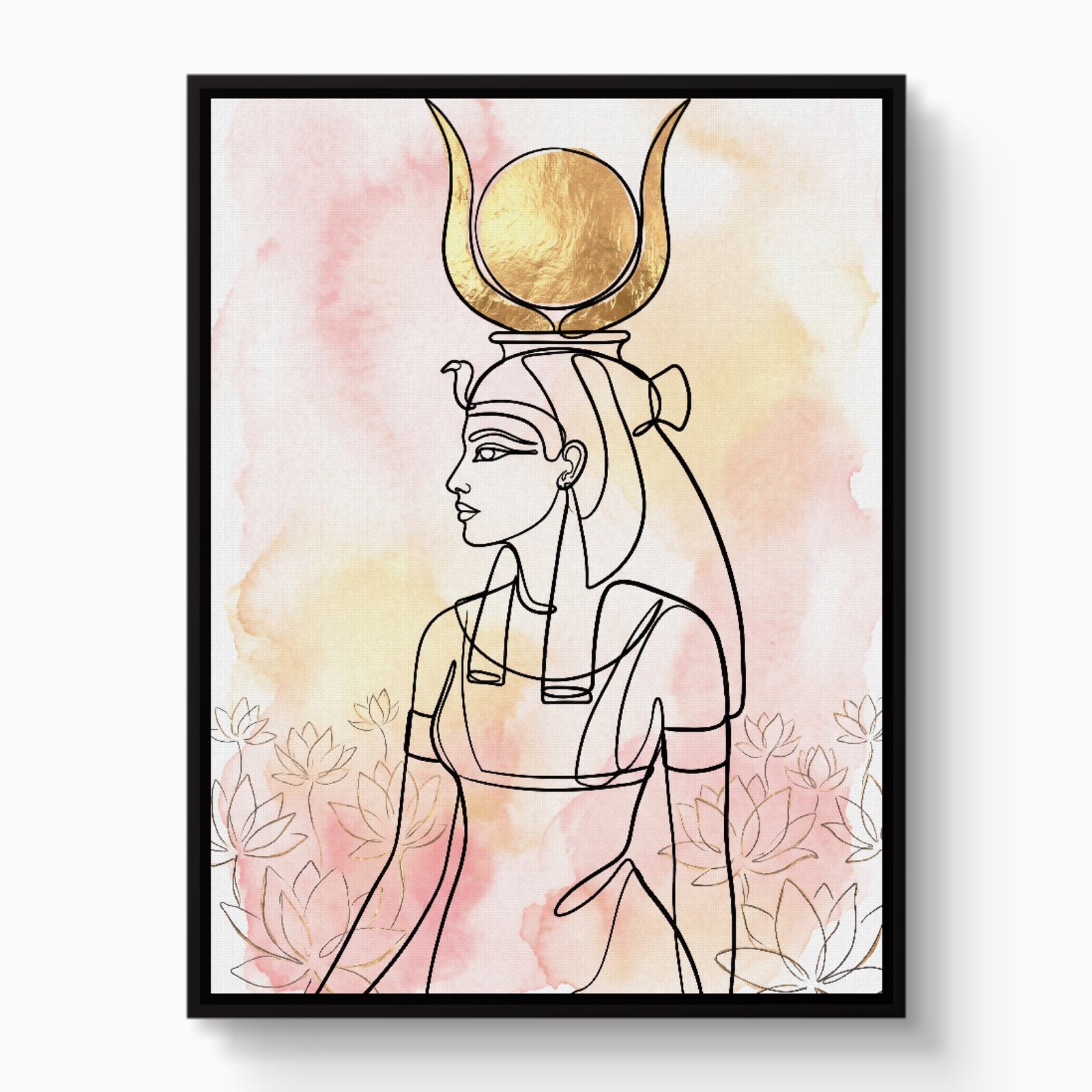 Hathor Golden Headdress — hathor golden headdress white studio framed black
