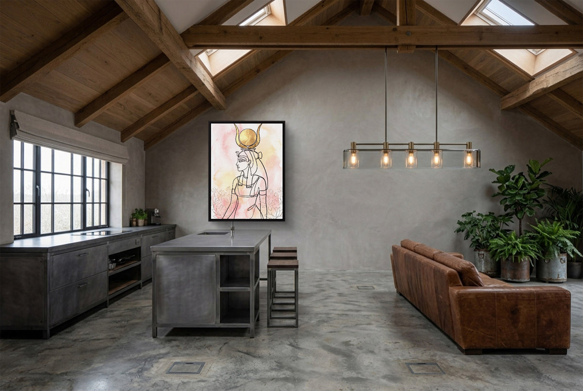 Hathor Golden Headdress — hathor golden headdress modern minimalist living room 4 1port framed black