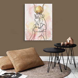 Hathor Golden Headdress — hathor golden headdress sq brown wallroom 1port flush print