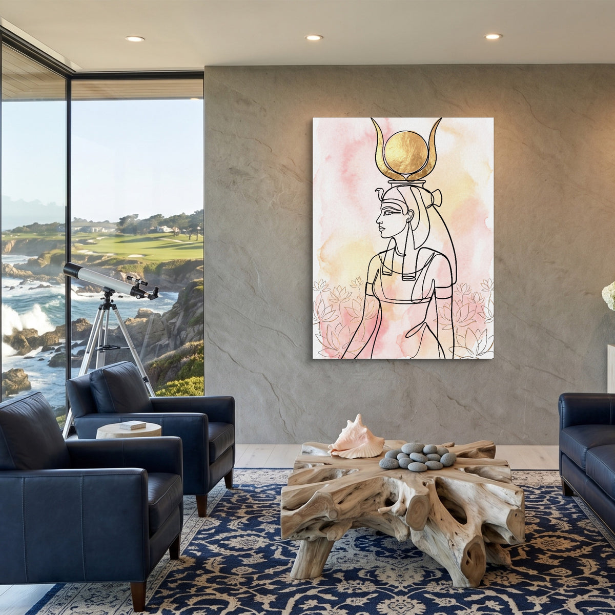 Hathor Golden Headdress — hathor golden headdress sq coastal views 1port flush print