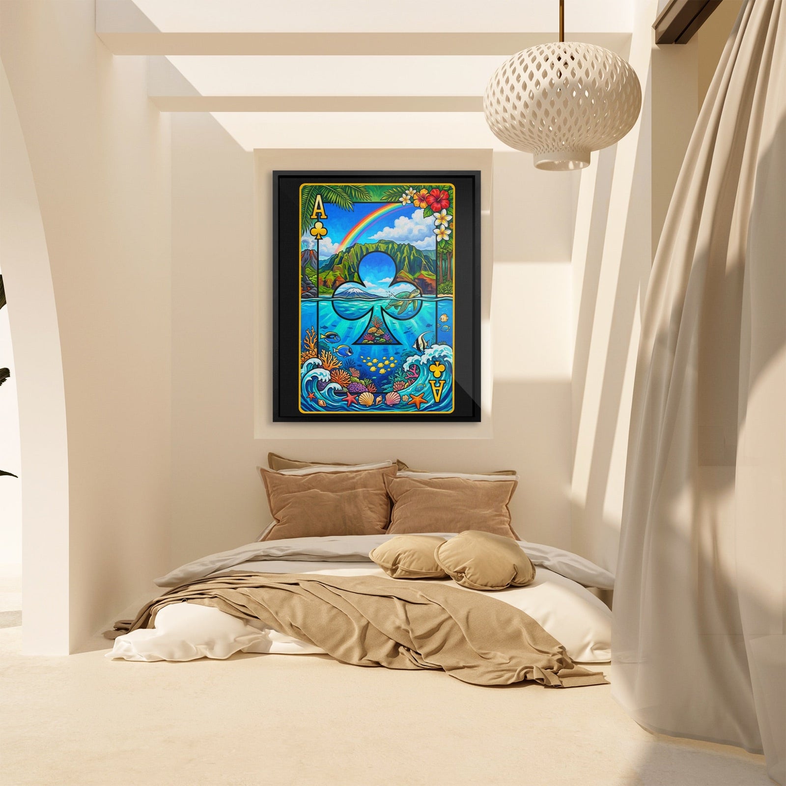 Hawaii Ace of Clubs Card canvas wall art