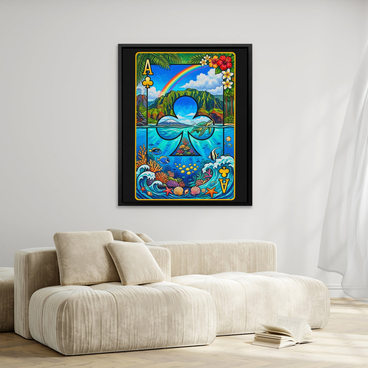 Hawaii Ace of Clubs Card canvas wall art, room view