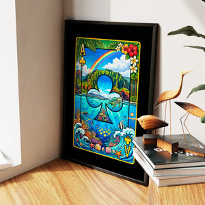 Hawaii Ace of Clubs Card canvas wall art, room view