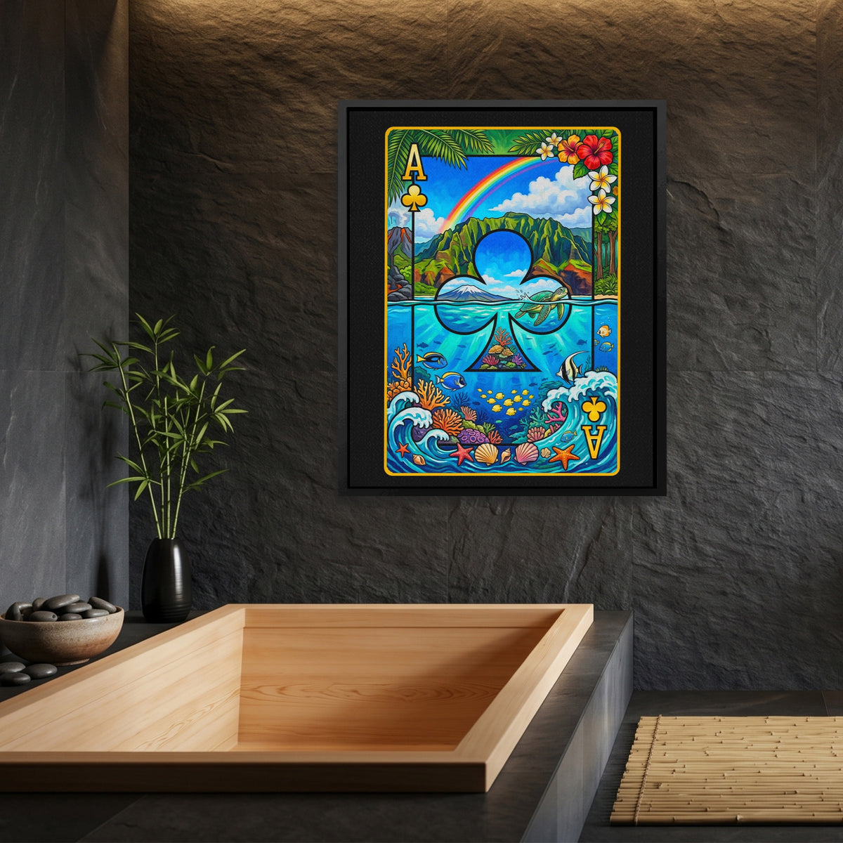 Hawaii Ace of Clubs Card — Hawaii Ace of Clubs Card Bamboo Bathroom Port 1