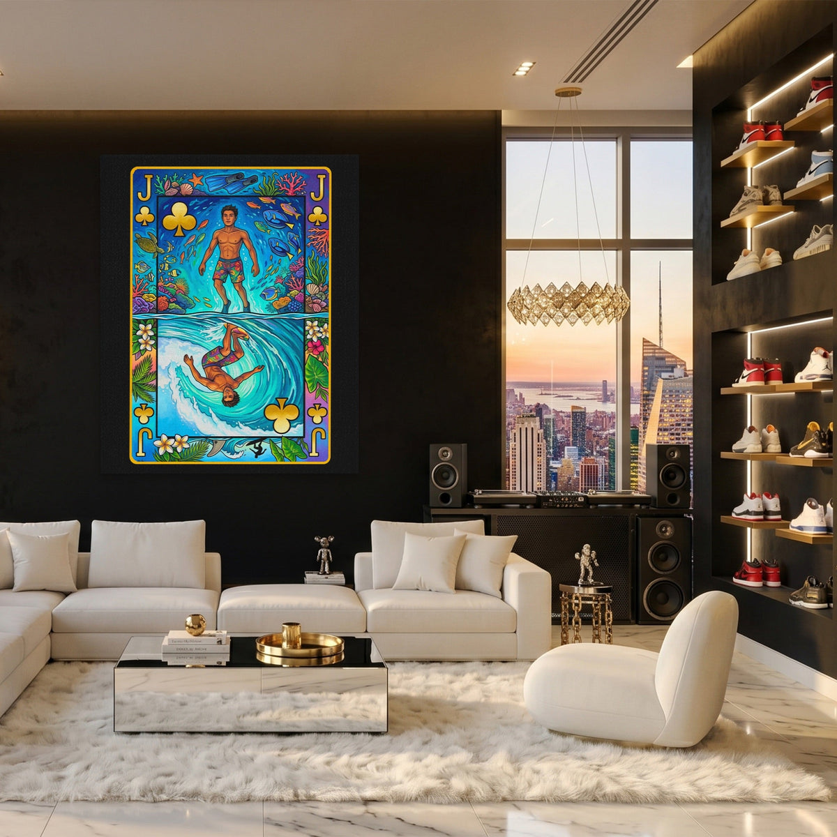 Hawaii Jack of Clubs Card canvas wall art, room view