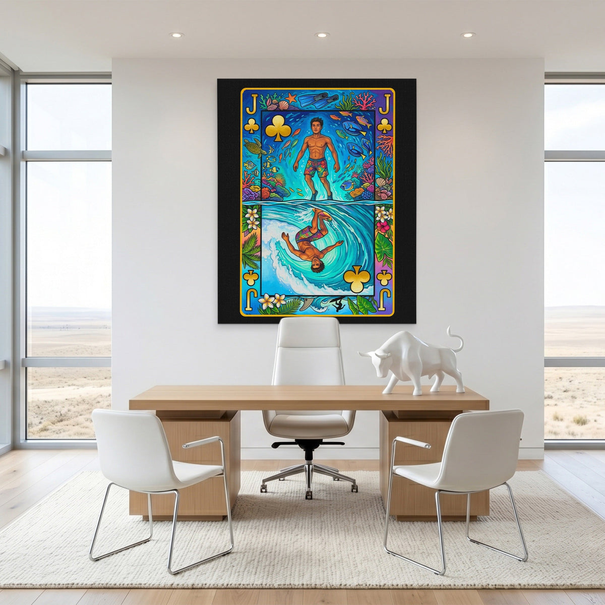 Hawaii Jack of Clubs Card canvas wall art, room view