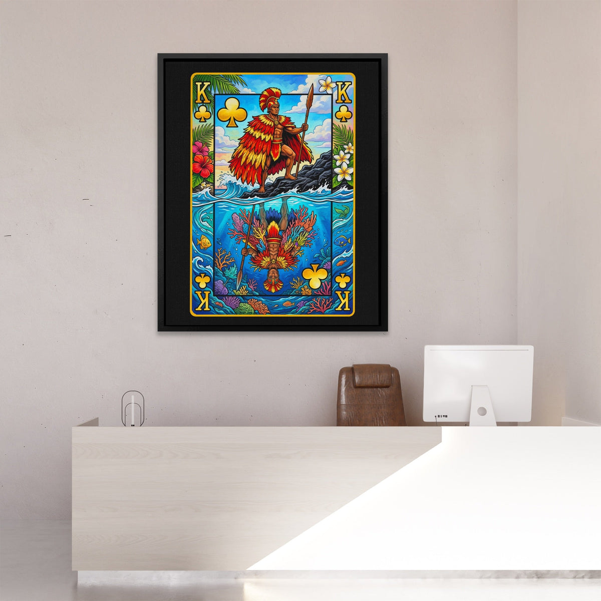 Hawaii King of Clubs Card canvas wall art, room view