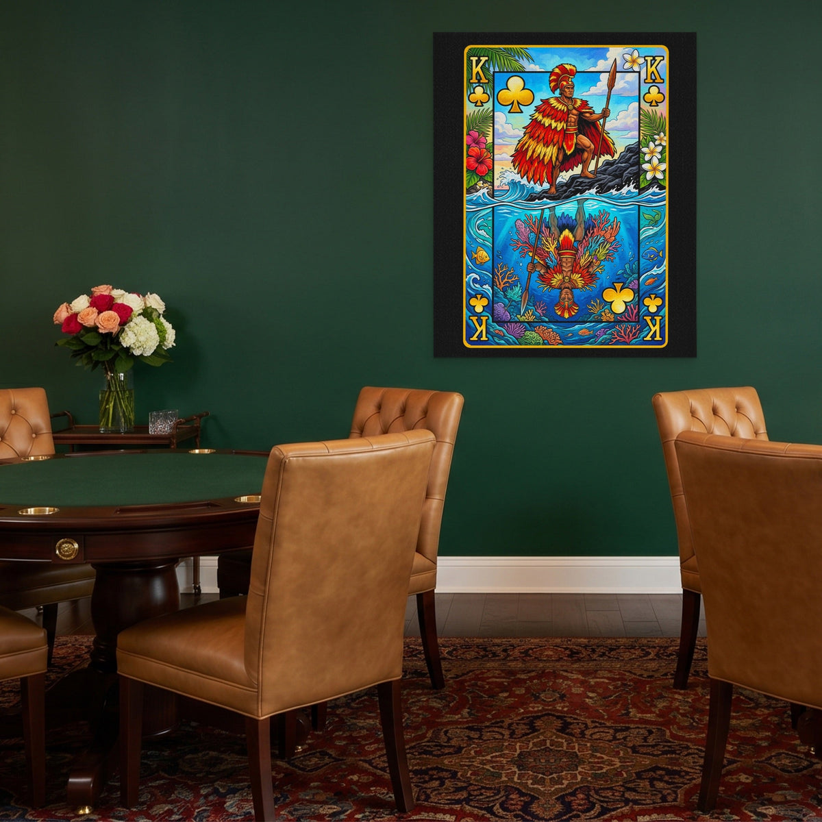 Hawaii King of Clubs Card canvas wall art, room view