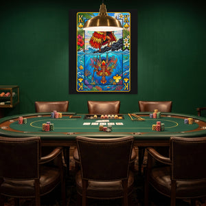 Hawaii King of Clubs Card canvas wall art, room view