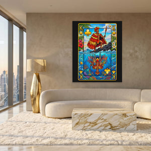 Hawaii King of Clubs Card canvas wall art, room view