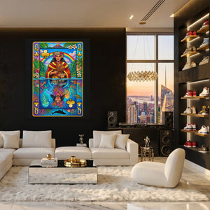Hawaii Queen of Clubs Card canvas wall art, room view