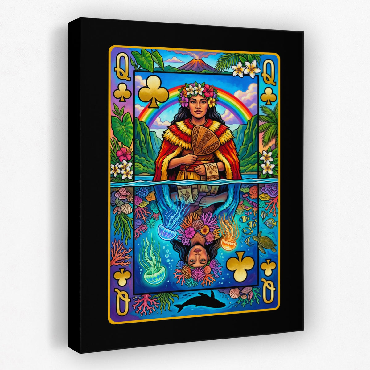 Hawaii Queen of Clubs Card — Hawaii Queen of Clubs Card Portrait   Side View   Mirror 154